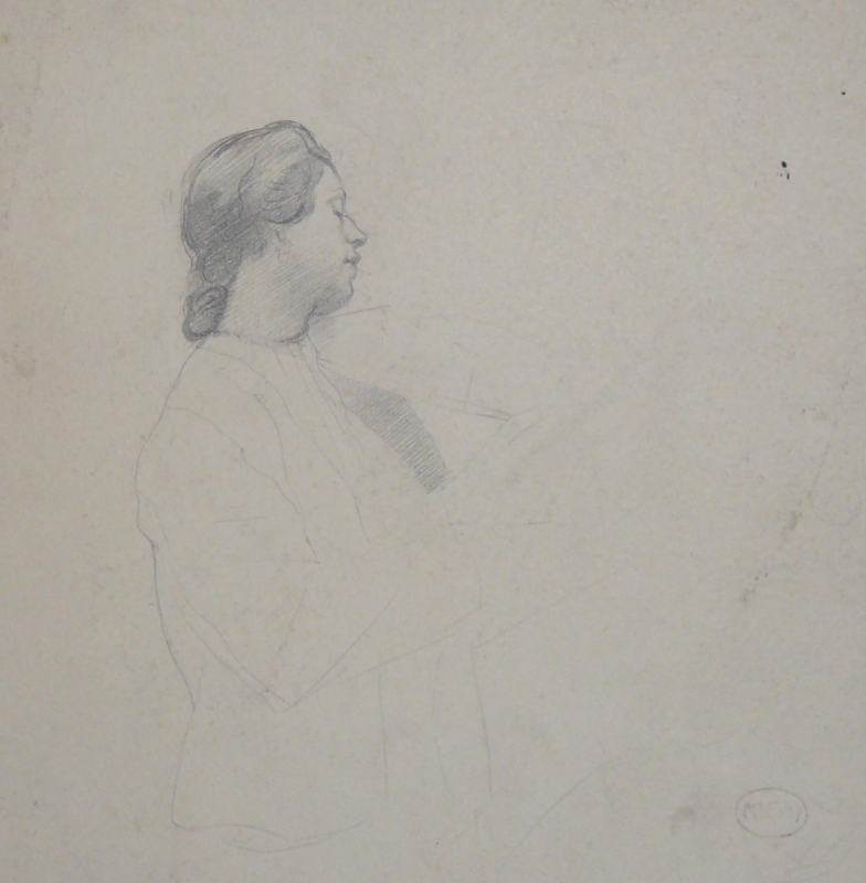 421 Pencil portrait, woman in profile